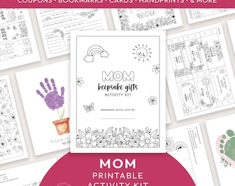 Kit de atividades para mamães para imprimir | Lembrancinha de 18 páginas com desenhos para colorir, cartões, marcadores de livros e muito mais - DOWNLOAD INSTANTÂNEO M01