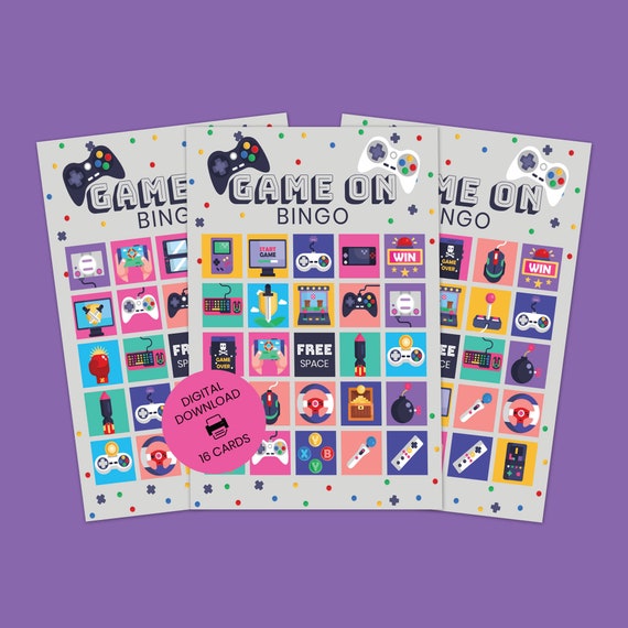 GAME ON Video Game Bingo Party Game 16 Unique Cards | Boys Party Game Printable Instant Download Birthday Game Printable | Gaming Party G01 Il_570xn