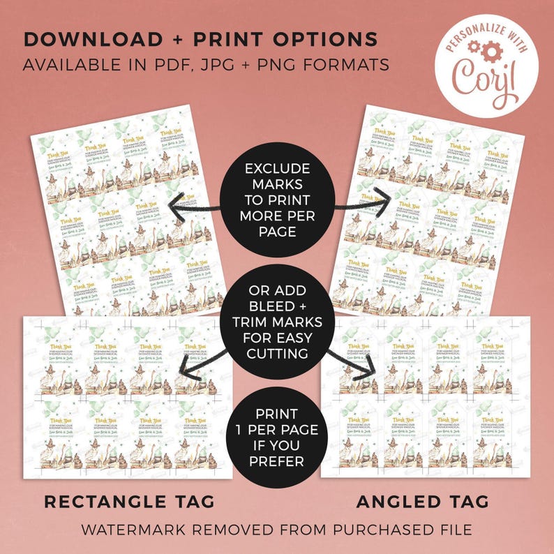 Baby Shower Witch + Wizard Favor Tag editable printable | Magic custom thank you card, magician party DIY template, instant download W02 image 4