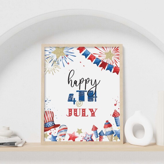 Happy 4th of July Party Sign printable table decor  Patriotic welcome sign, Independence Day 