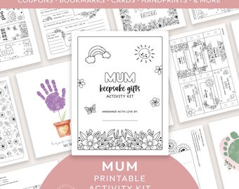 Kit de atividades para mães para imprimir | Lembrança de 18 páginas com desenhos para colorir, cartões, marcadores de livros e muito mais - DOWNLOAD INSTANTÂNEO M01