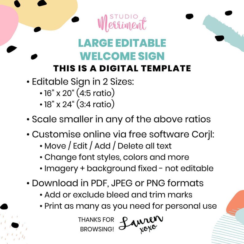 Large Confetti Hearts Birthday Welcome Sign, editable printable | Party decor poster template | pink, purple love heart INSTANT DOWNLOAD H05 bild 3