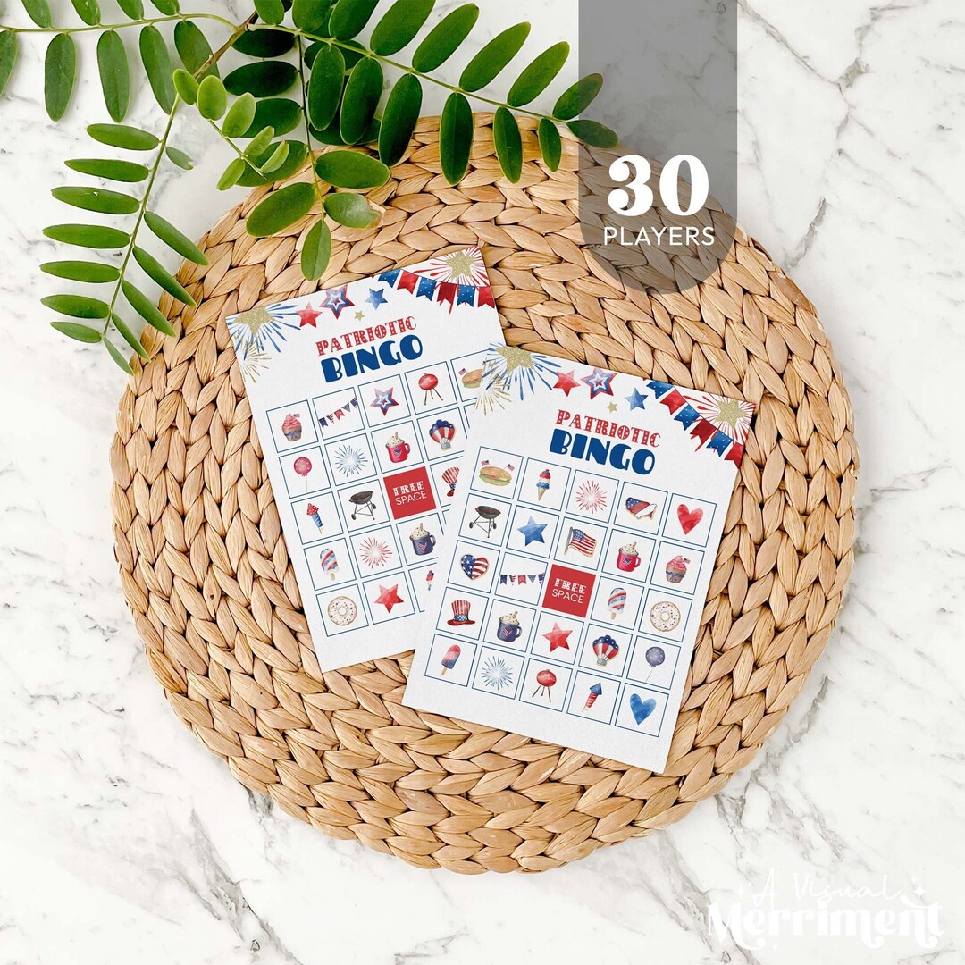 4th of July Bingo, Patriotic Printable Party Game | Independence Day ...