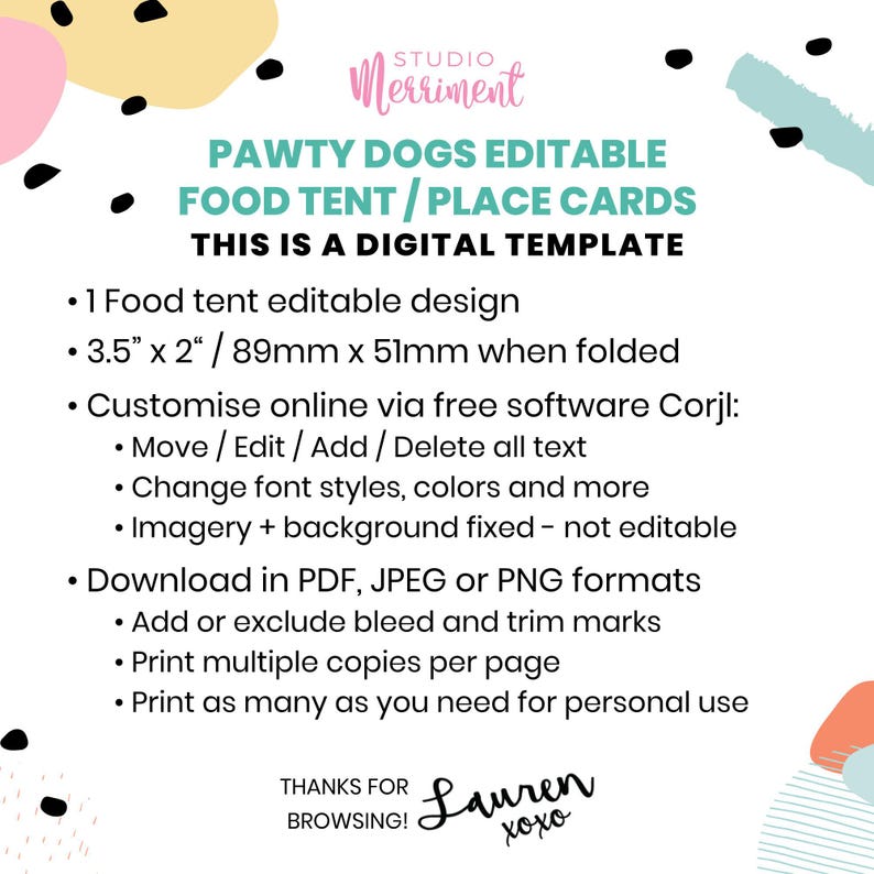 Dog Party Food Tents, Editable Puppy Pawty printable labels | Birthday table sign place cards, DIY party template decor instant download D02 image 5