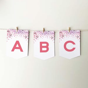Confetti Hearts Party Banner, editable template | Custom printable sign, girl's Birthday or room decor flag bunting INSTANT DOWNLOAD H05 image 2