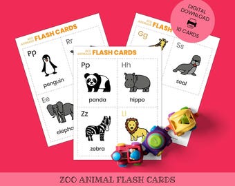 FLASHCARD per bambini sugli animali dello zoo / Carte Montessori / Download digitale per bambini, Attività con carte in tre parti sugli animali della savana, Carta nomenclaturale Z01