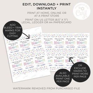 Editable Glow Stick Holder Thank You For Making My Year So Bright! | Christmas printable favor tag, school student gift Instant Download C06 image 5