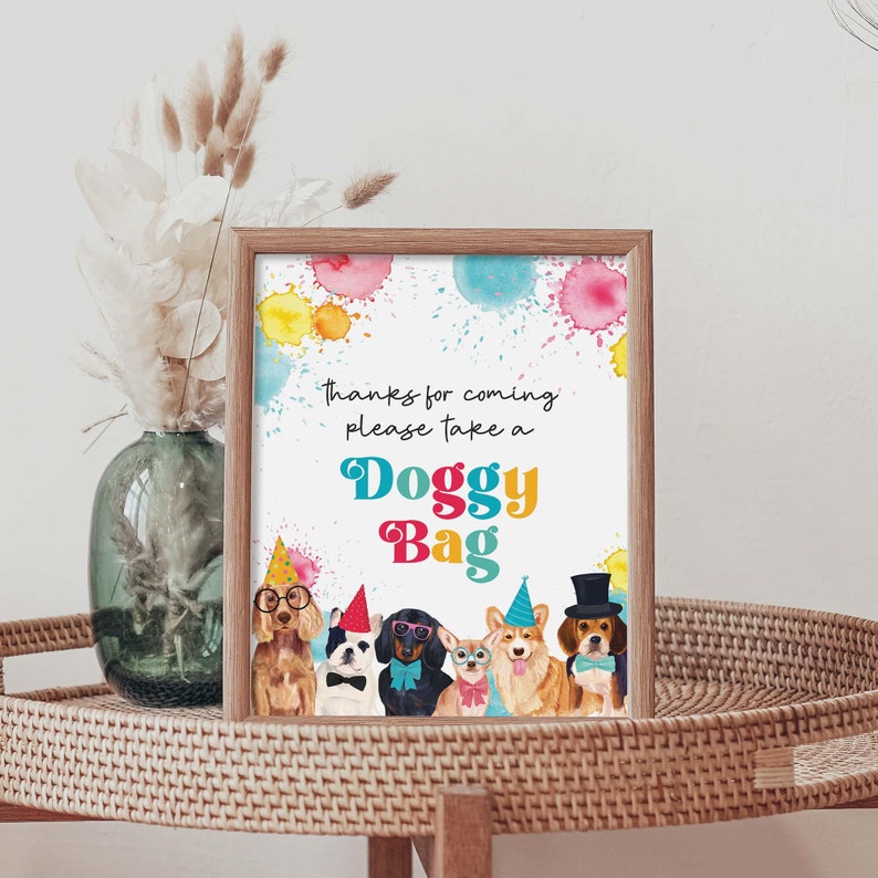 Please Take a Doggy Bag Sign Puppy Pawty printable table decor boy or girl dog party Birthday party sign, instant digital download D02 image 2