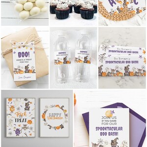 Halloween Favor Bag Topper Cards, editable printable | Spooky candy treat DIY template | Ghost, cat, pumpkin party gift INSTANT DOWNLOAD H02 image 10