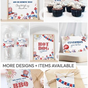 4th of July American Sweetheart Birthday printable food tents | Independence Day editable table sign place cards, DIY instant download A02 image 8