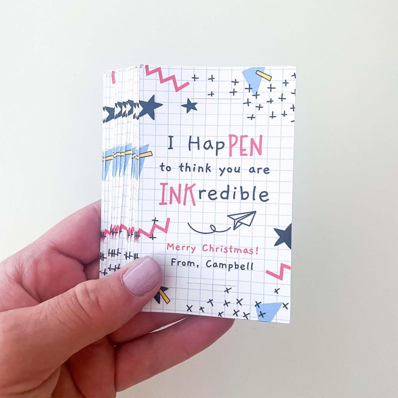 Editable Christmas Thank You Pen Holder Tag: I HapPEN To Think You Are INKredible (Instant Download) A03 image 2
