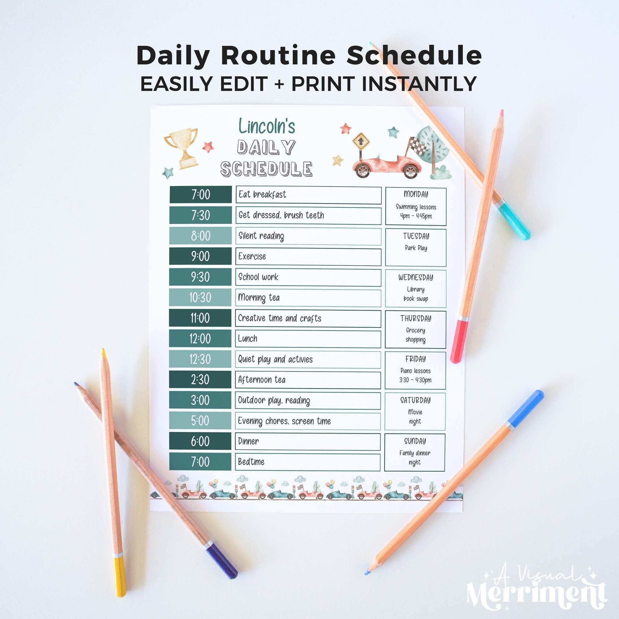 Printable Racing Car Schedules