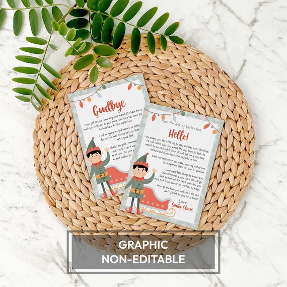 Christmas Elf First Arrival + Goodbye Letter bundle | New Christmas elf printable welcome, hello farewell photo prop INSTANT DOWNLOAD C07 Il_570xn