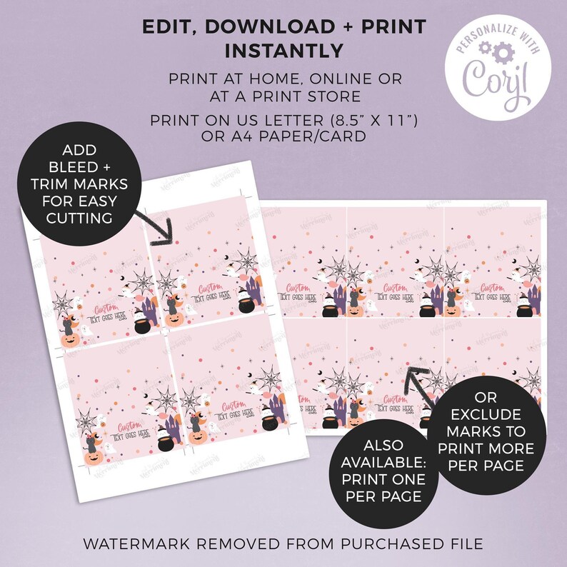 Halloween Food Tents, Editable Place Cards | Pink Ghost Printable Table Sign Template (Instant Download) H04 imagen 3