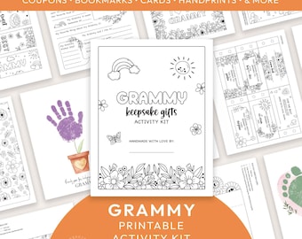 Kit de atividades para a vovó para imprimir | Lembrança de 18 páginas com desenhos para colorir, cartões, marcadores de livros e muito mais - DOWNLOAD INSTANTÂNEO M01