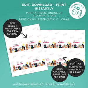Dog Party Food Tents, Editable Puppy Pawty printable labels | Birthday table sign place cards, DIY party template decor instant download D02 image 4