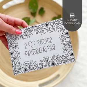Tarjeta para colorear imprimible "Te amo, abuela" / Flor: regalo para el Día de la Madre para abuela, actividad manual para el aula infantil, descarga instantánea M01