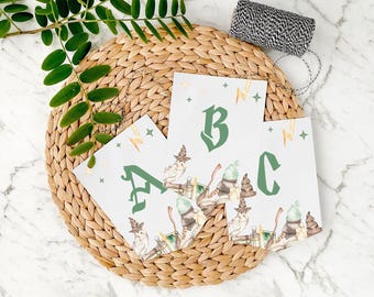 Editable Wizard Banner Bunting printable template | Magic school Birthday custom sign flags | Owl lightning party decor INSTANT DOWNLOAD W02