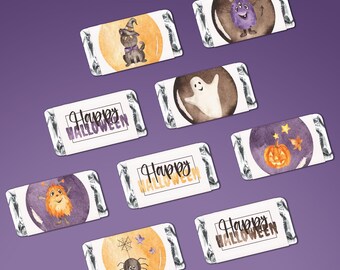 Utskrivbar Halloween-godisförpackning Festgåva | Mini-chokladpapper Bus eller godis-present (Direkt nedladdning) H02