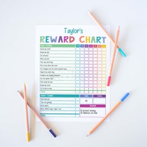 Rainbow Editable Chart Bundle for Kids: Daily Schedule, Reward Chart, Responsibility Checklist Printable Weekly Routine INSTANT DOWNLOAD C01 image 7