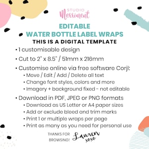 Halloween Water Bottle Label, editable printable | Girls Halloween Birthday decor, pink ghost party favor drink wrapper INSTANT DOWNLOAD H04 image 4