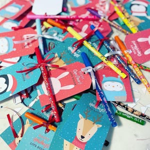 Christmas Gift Tag Printable Bear, editable instant download | Cute animal favor school friend classmate teacher | Custom DIY template W01 image 4