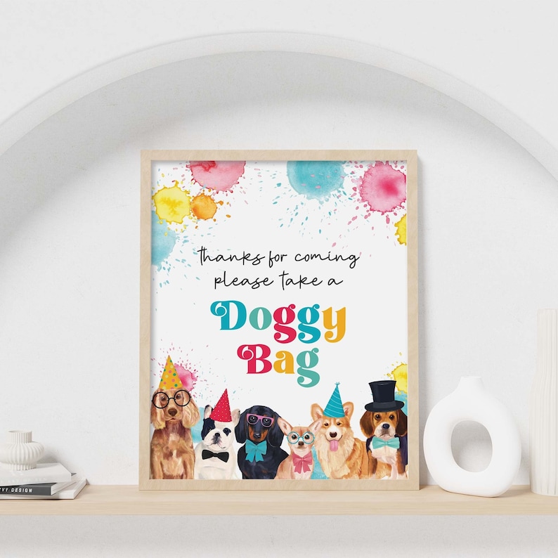 Please Take a Doggy Bag Sign Puppy Pawty printable table decor boy or girl dog party Birthday party sign, instant digital download D02 image 1