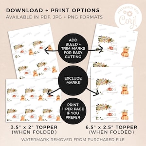 Fall First Birthday Favor Bag Topper Cards, editable printable | Thanksgiving pumpkin candy treat template, party gift INSTANT DOWNLOAD F02 image 5