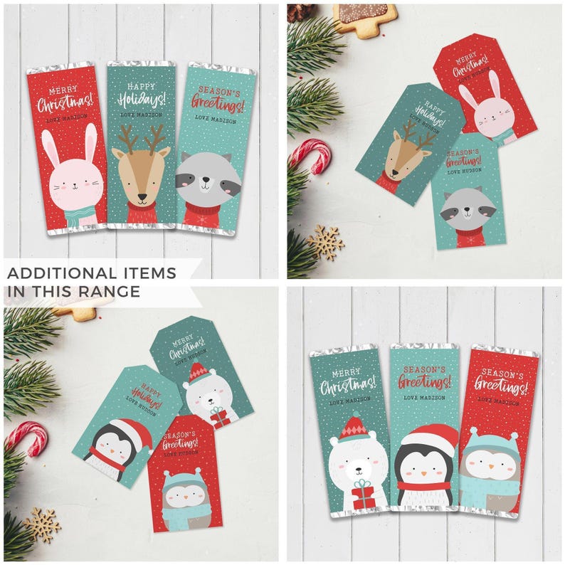 Christmas Gift Tag Printable Owl, editable instant download | Cute animal favor school friend, classmate, teacher | Custom DIY template W01 image 8