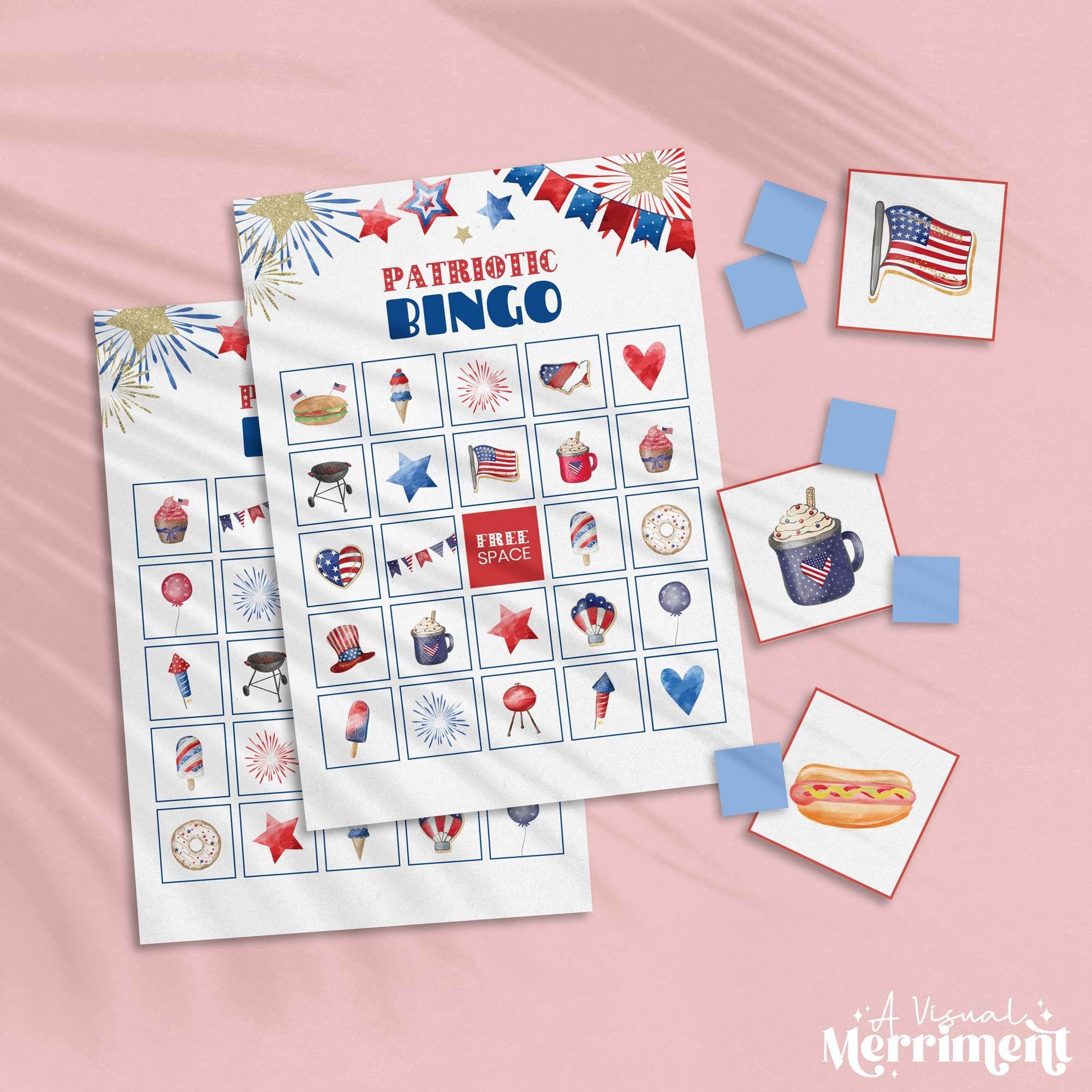 4th of July Bingo, Patriotic Printable Party Game Independence Day ...