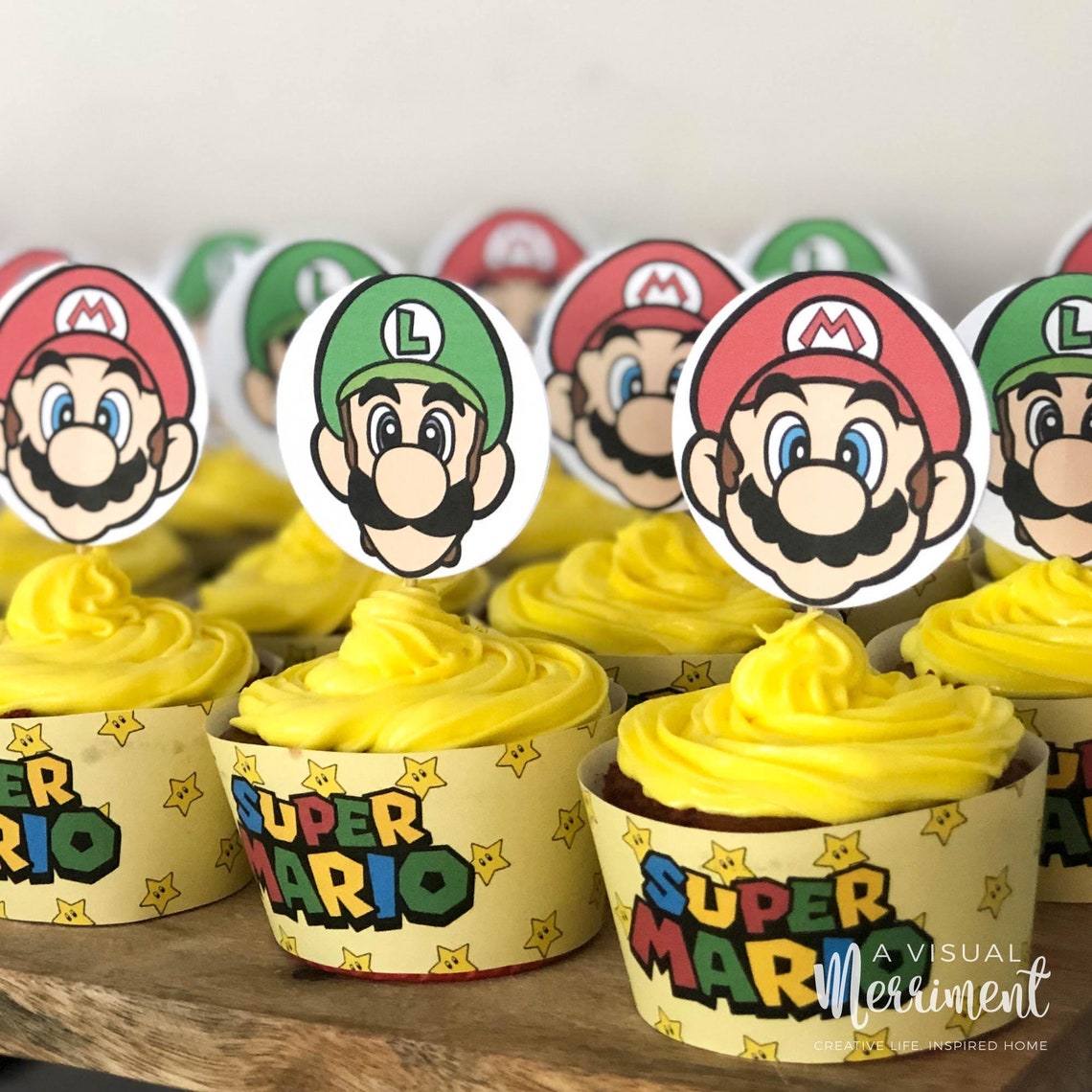 Inspired Super Mario Cupcake Toppers Wrappers Printable | Etsy