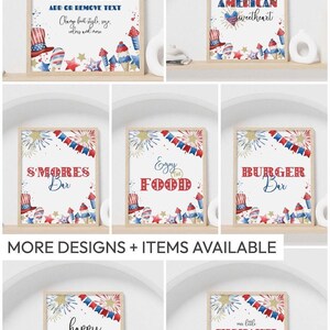 Editable 4th of July Firecracker printable food tents | Independence Day patriotic table sign place card template, DIY instant download A01 image 9