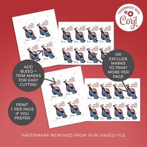 Etichetta regalo di Natale, Skateboard Cool Santa modificabile e stampabile / Etichetta di ringraziamento personalizzata per amici adolescenti, modello fai-da-te scaricabile istantaneamente C05 immagine 3