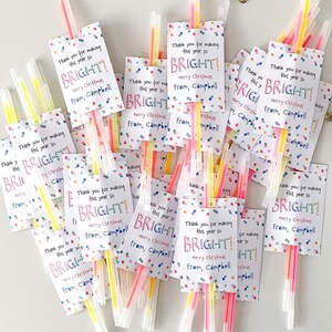 Editable Glow Stick Holder Thank You For Making My Year So Bright! | Christmas printable favor tag, school student gift Instant Download C06 image 2