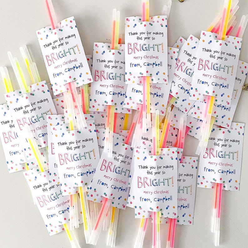 Editable Glow Stick Holder Thank You For Making My Year So Bright! | Christmas printable favor tag, school student gift Instant Download C06 image 2