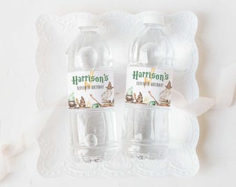 Witch + Wizard Water Bottle Label, owl editable printable | Magic Birthday party custom drink wrapper | DIY template INSTANT DOWNLOAD W02