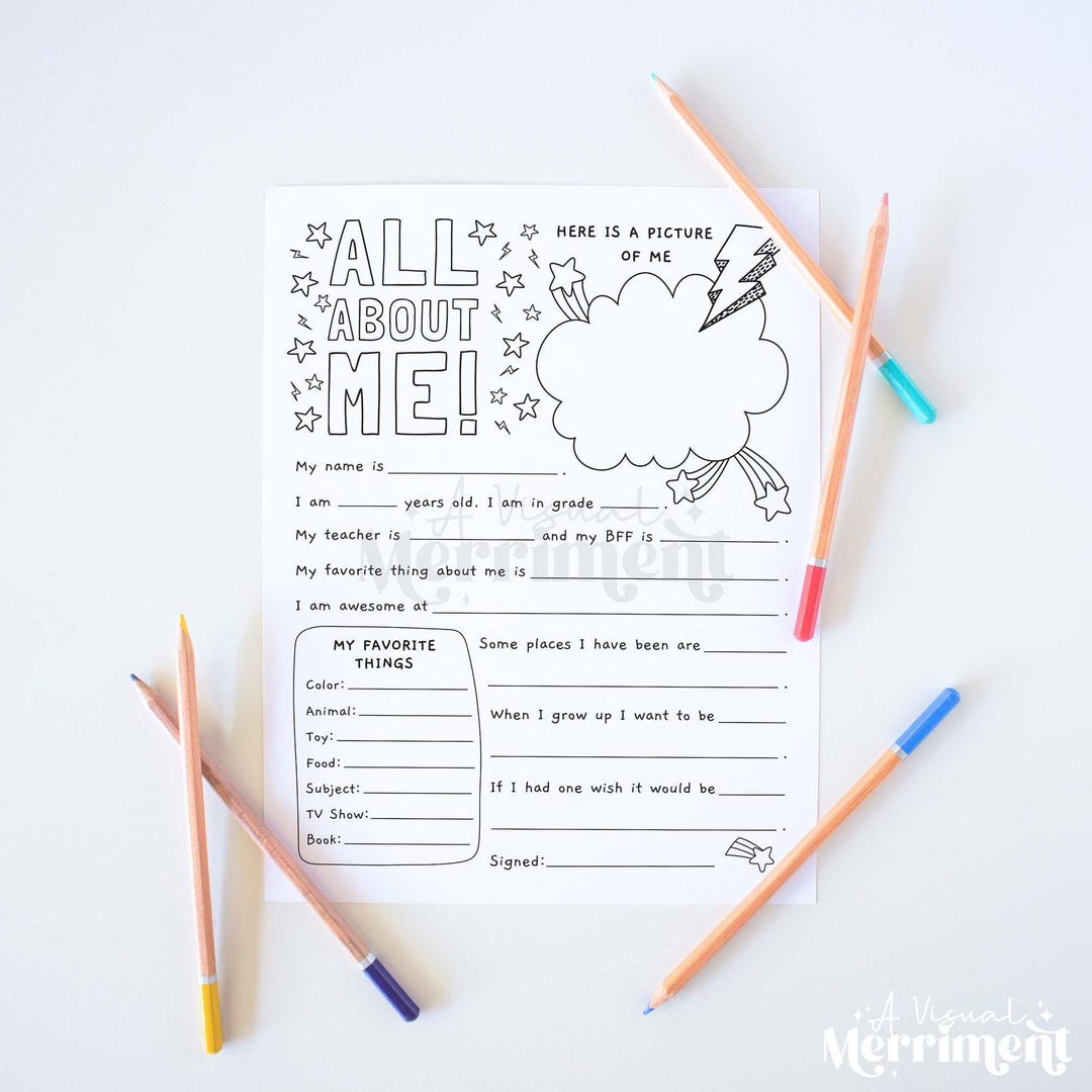All About Me Printable Worksheet | Back to School Writing Prompt for ...