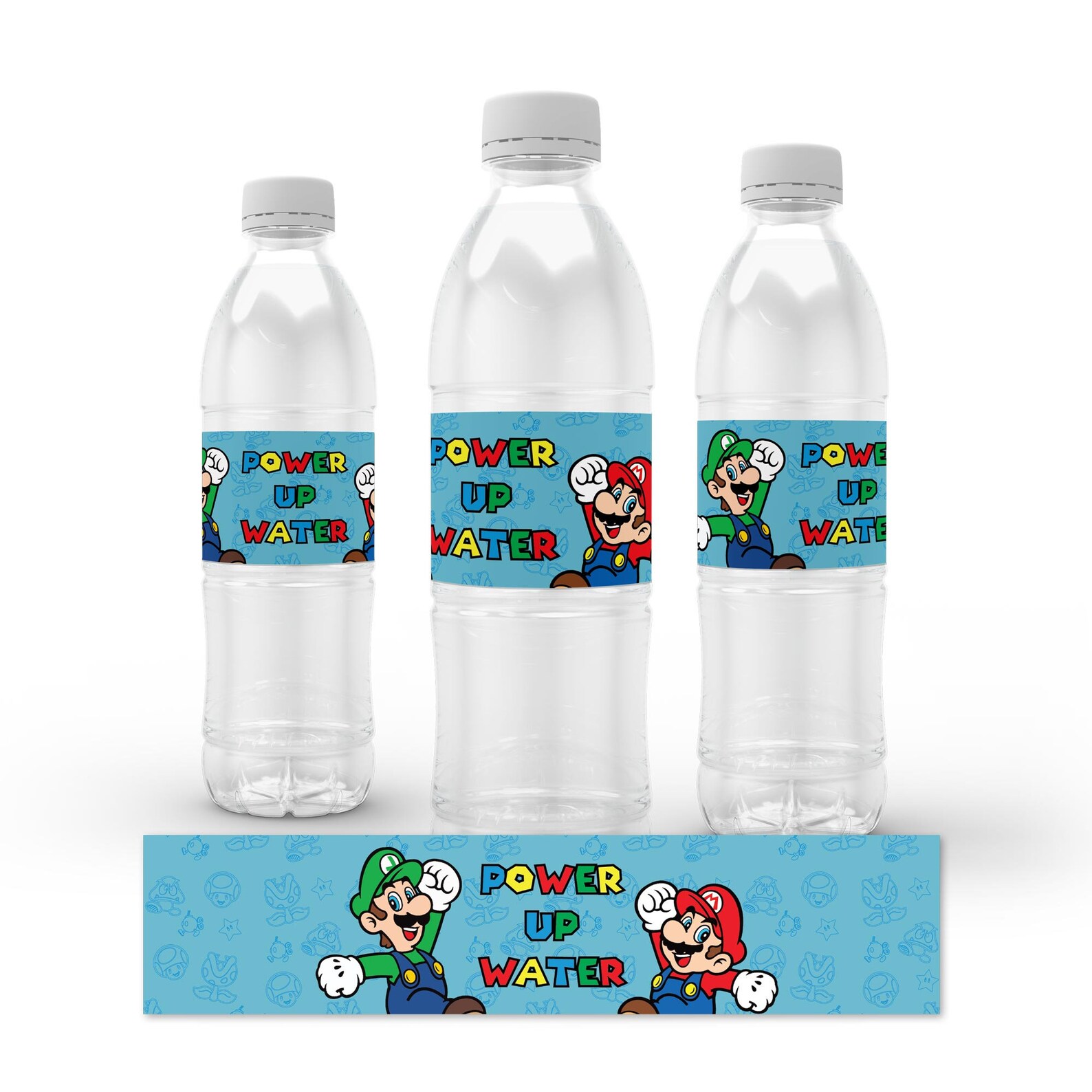 Inspired Super Mario Water Bottle Labels Power Up Mario | Etsy