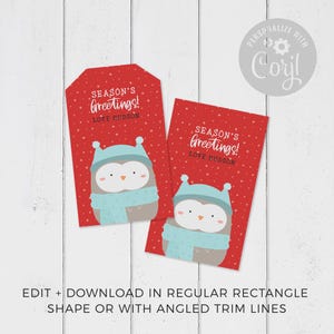 Christmas Gift Tag Printable Owl, editable instant download | Cute animal favor school friend, classmate, teacher | Custom DIY template W01 image 2