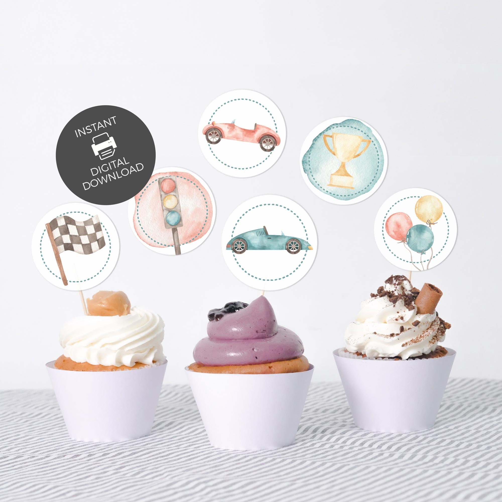 Torta Ndeko Decorazioni Auto Da Corsa Per Torta Compleanno Bambini - Set 8 Pezzi - 2