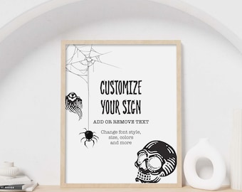 Spooky Halloween Party Sign, editable template | Printable 8x10 custom table decor, spooky vintage personalized custom INSTANT DOWNLOAD H06