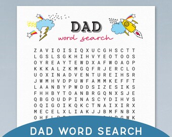 印刷可能な父の日ゲーム、単語探しアクティビティ｜子供向けのパパ向け単語パーティーゲーム＆教室での楽しいアクティビティ　即時ダウンロード F01