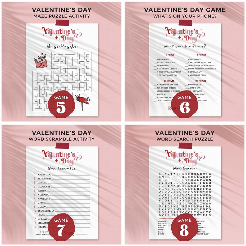 8 Printable Valentines Day Game Bundle | Galentines Party Love Games ...