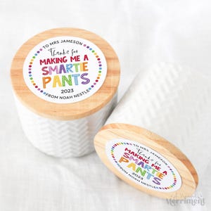 Editable Printable Teacher Appreciation label tag, Thanks for Making Me a Smartie Pants | Candy gift, DIY template Instant Download R06 image 2