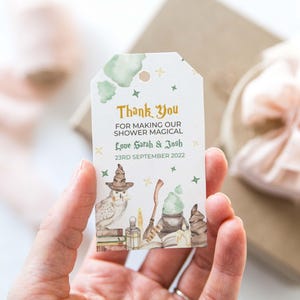 Baby Shower Witch + Wizard Favor Tag editable printable | Magic custom thank you card, magician party DIY template, instant download W02 image 1