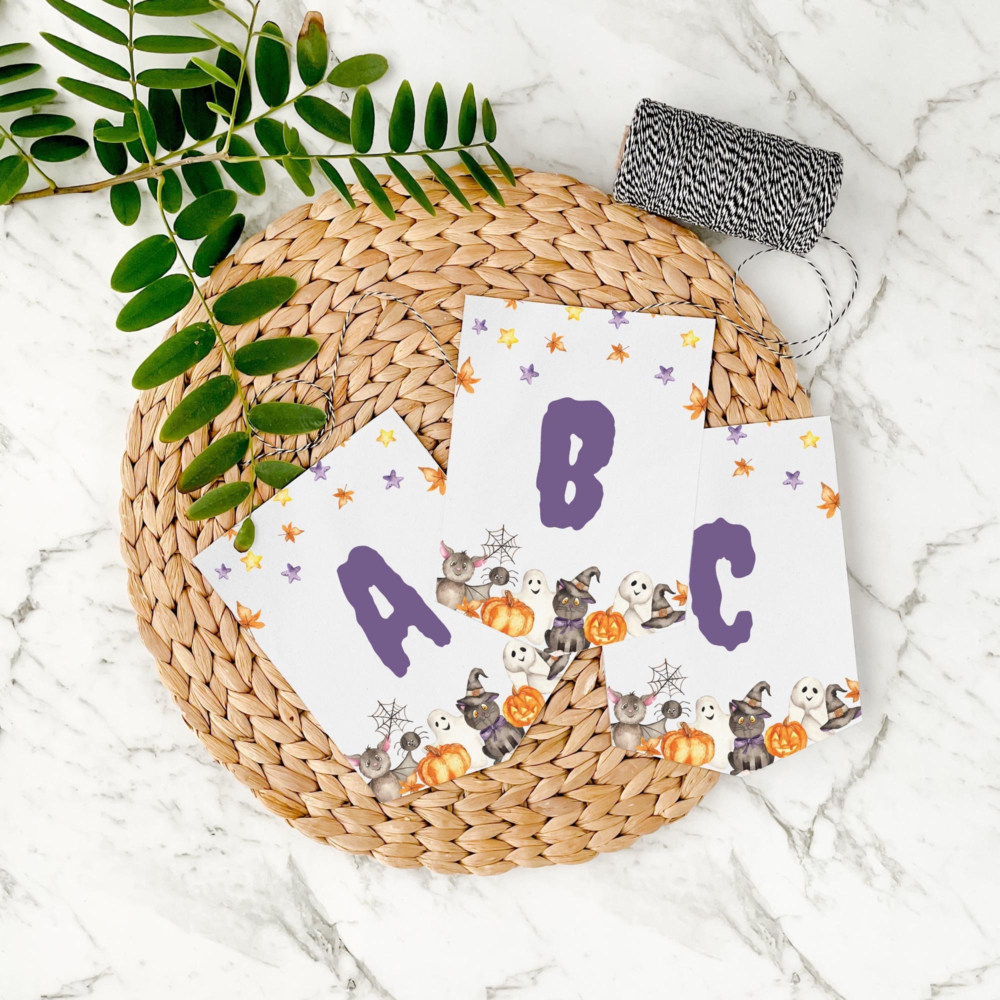 Editable Halloween Banner printable template | Cute spooky custom sign flags | Pumpkin, ghost DIY party decor bunting INSTANT DOWNLOAD H02