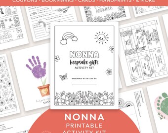 Kit de atividades para a Nonna para imprimir | Lembrança de 18 páginas com desenhos para colorir, cartões, marcadores de livros e muito mais - DOWNLOAD INSTANTÂNEO M01