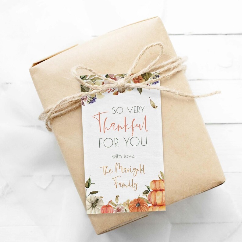 Thankful for You Favor Tag, Thanksgiving editable printable | Farmhouse Fall printable thank you gift tag, DIY template Instant Download F02 Bild 2