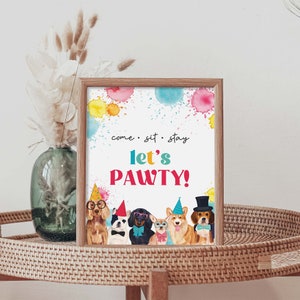 Puppy Pawty printable party sign bundle Girl or Boy Birthday dog table decor 4 watercolor designs favors food gifts INSTANT DOWNLOAD D02 image 2