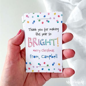 Editable Glow Stick Holder Thank You For Making My Year So Bright! | Christmas printable favor tag, school student gift Instant Download C06 image 3